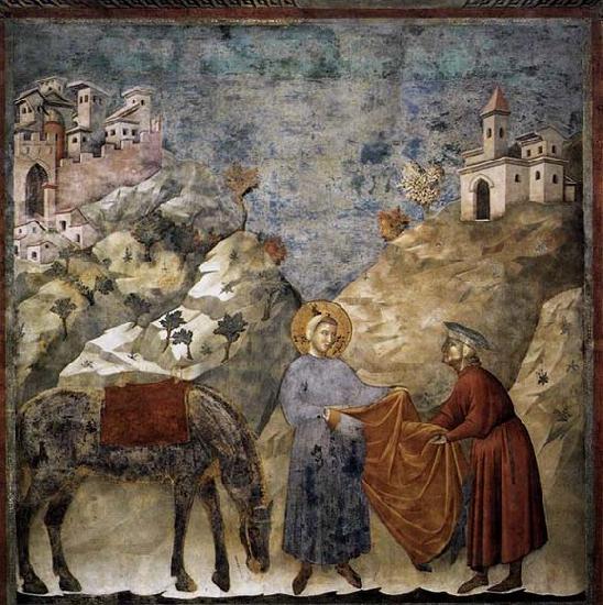 GIOTTO di Bondone St Francis Giving his Mantle to a Poor Man Norge oil painting art